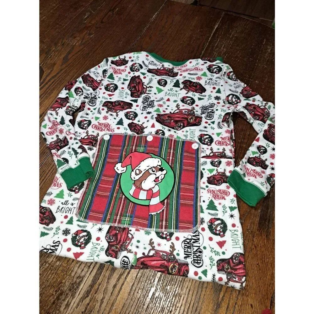 Medium Buc-ees Long Sleeve Zip Waffle Knit Pajama Thermal Loungewear One Piece